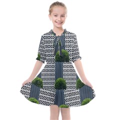 Exterior Building Pattern Kids  All Frills Chiffon Dress by artworkshop