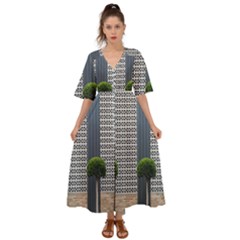 Exterior Building Pattern Kimono Sleeve Boho Dress by artworkshop