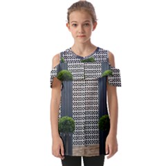 Exterior Building Pattern Fold Over Open Sleeve Top by artworkshop