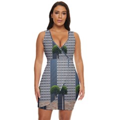 Exterior Building Pattern Draped Bodycon Dress by artworkshop