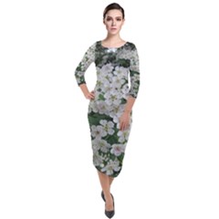 Exterior Building Pattern Quarter Sleeve Midi Velour Bodycon Dress by artworkshop