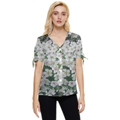 Exterior Building Pattern Bow Sleeve Button Up Top by artworkshop