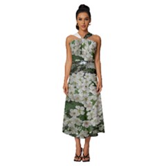 Exterior Building Pattern Sleeveless Cross Front Cocktail Midi Chiffon Dress by artworkshop