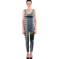 Exterior-building-pattern One Piece Catsuit