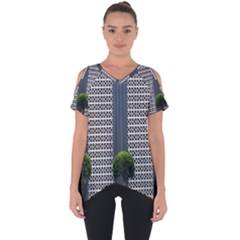 Exterior-building-pattern Cut Out Side Drop Tee by artworkshop