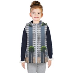 Exterior-building-pattern Kids  Hooded Puffer Vest by artworkshop