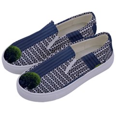 Exterior-building-pattern Kids  Canvas Slip Ons by artworkshop