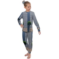 Exterior-building-pattern Kids  Long Sleeve Set  by artworkshop