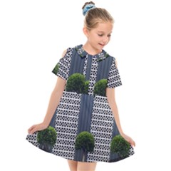 Exterior-building-pattern Kids  Short Sleeve Shirt Dress by artworkshop