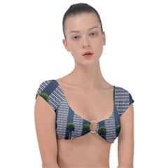 Exterior-building-pattern Cap Sleeve Ring Bikini Top