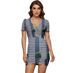 Exterior-building-pattern Low Cut Cap Sleeve Mini Dress by artworkshop