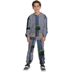 Exterior-building-pattern Kids  Sweatshirt Set by artworkshop