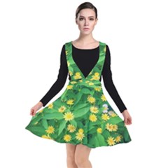 Flower Plant Spring Plunge Pinafore Dress