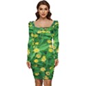 Flower Plant Spring Women Long Sleeve Ruched Stretch Jersey Dress View1