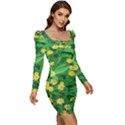 Flower Plant Spring Women Long Sleeve Ruched Stretch Jersey Dress View2