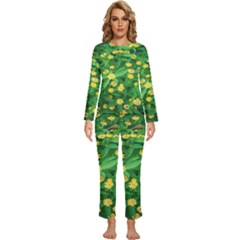 Flower Plant Spring Womens  Long Sleeve Lightweight Pajamas Set