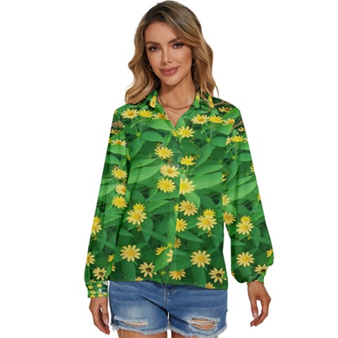 Flower Plant Spring Women s Long Sleeve Button Down Shirt by artworkshop