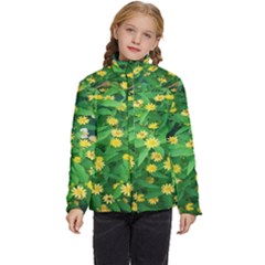 Flower Plant Spring Kids  Puffer Bubble Jacket Coat by artworkshop