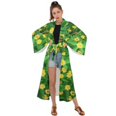 Flower Plant Spring Maxi Kimono by artworkshop