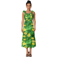 Flower Plant Spring Tie-strap Tiered Midi Chiffon Dress by artworkshop