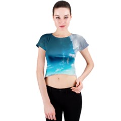 Landscape Sky Clouds Hd Wallpaper Crew Neck Crop Top