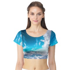 Landscape Sky Clouds Hd Wallpaper Short Sleeve Crop Top by artworkshop