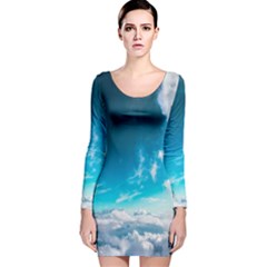 Landscape Sky Clouds Hd Wallpaper Long Sleeve Velvet Bodycon Dress