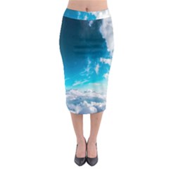 Landscape Sky Clouds Hd Wallpaper Midi Pencil Skirt by artworkshop