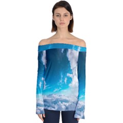 Landscape Sky Clouds Hd Wallpaper Off Shoulder Long Sleeve Top by artworkshop