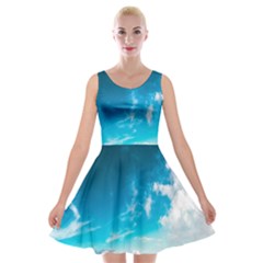 Landscape Sky Clouds Hd Wallpaper Velvet Skater Dress by artworkshop