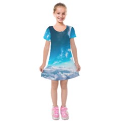 Landscape Sky Clouds Hd Wallpaper Kids  Short Sleeve Velvet Dress by artworkshop