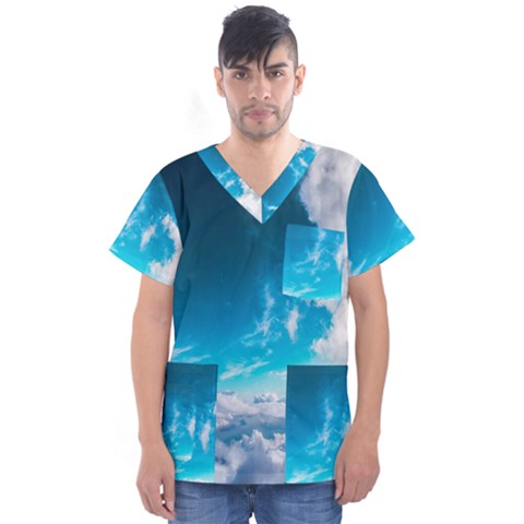 Landscape Sky Clouds Hd Wallpaper Men s V-neck Scrub Top by artworkshop