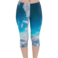 Landscape Sky Clouds Hd Wallpaper Velvet Capri Leggings  by artworkshop