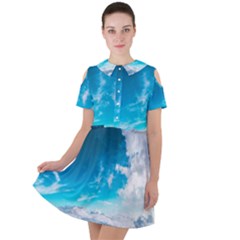 Landscape Sky Clouds Hd Wallpaper Short Sleeve Shoulder Cut Out Dress  by artworkshop