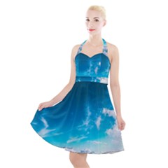 Landscape Sky Clouds Hd Wallpaper Halter Party Swing Dress  by artworkshop