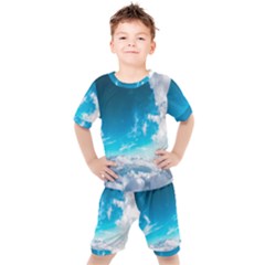 Landscape Sky Clouds Hd Wallpaper Kids  Tee And Shorts Set by artworkshop