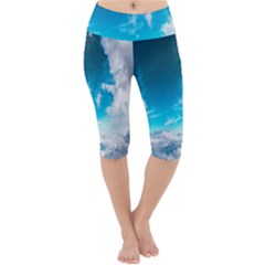 Landscape Sky Clouds Hd Wallpaper Lightweight Velour Cropped Yoga Leggings by artworkshop