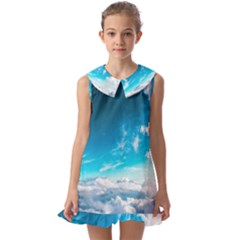 Landscape Sky Clouds Hd Wallpaper Kids  Pilgrim Collar Ruffle Hem Dress by artworkshop