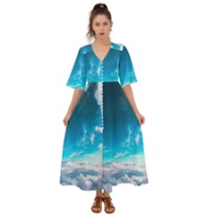 Landscape Sky Clouds Hd Wallpaper Kimono Sleeve Boho Dress by artworkshop