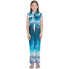 Landscape Sky Clouds Hd Wallpaper Kids  Sleeveless Ruffle Edge Band Collar Chiffon One Piece by artworkshop