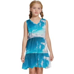 Landscape Sky Clouds Hd Wallpaper Kids  Sleeveless Tiered Mini Dress by artworkshop