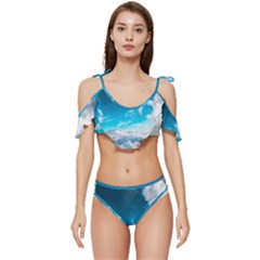 Landscape Sky Clouds Hd Wallpaper Ruffle Edge Tie Up Bikini Set	 by artworkshop