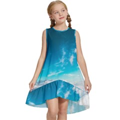 Landscape Sky Clouds Hd Wallpaper Kids  Frill Swing Dress by artworkshop