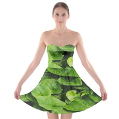 Layered Plant Leaves Iphone Wallpaper Strapless Bra Top Dress by artworkshop