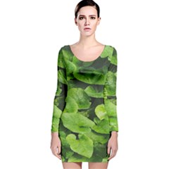 Layered Plant Leaves Iphone Wallpaper Long Sleeve Velvet Bodycon Dress by artworkshop