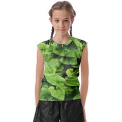 Layered Plant Leaves Iphone Wallpaper Kids  Raglan Cap Sleeve Tee by artworkshop