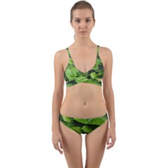 Layered Plant Leaves Iphone Wallpaper Wrap Around Bikini Set by artworkshop