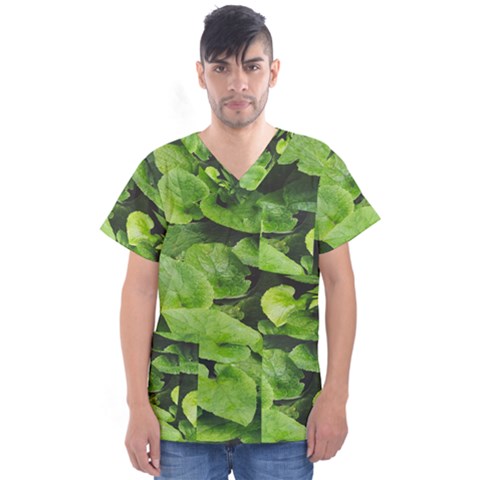 Layered Plant Leaves Iphone Wallpaper Men s V-neck Scrub Top by artworkshop