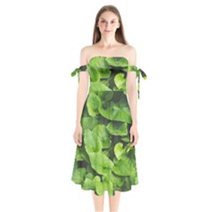 Layered Plant Leaves Iphone Wallpaper Shoulder Tie Bardot Midi Dress by artworkshop