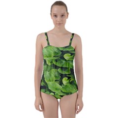 Layered Plant Leaves Iphone Wallpaper Twist Front Tankini Set by artworkshop